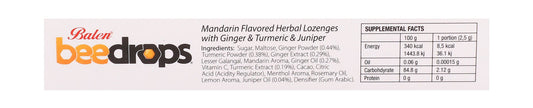 Balen Bee Drops Herbal Lozenges Mandarin Flavor with Ginger, Turmeric & Juniper Extracts, 24 Pieces - Makkah Pharmacy