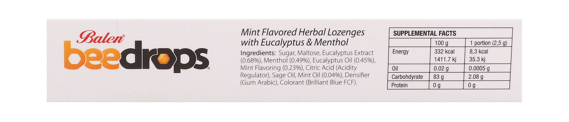 Balen Bee Drops Eucalyptus & Menthol Extracts Mint Flavor Herbal Lozenges, 24 Pieces - Makkah Pharmacy