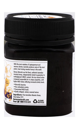 Barnes Naturals Australian Manuka Active Honey MGO 100+, 250g - Makkah Pharmacy