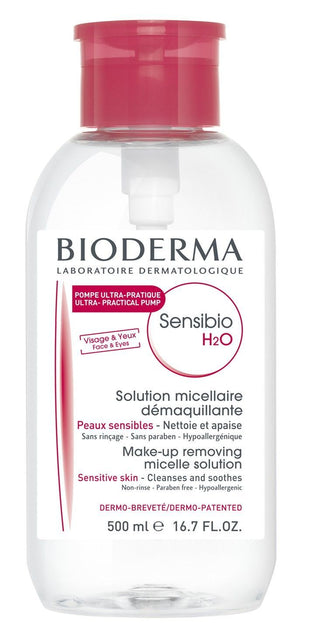 Bioderma Sensibio H2O Hypoallergenic Makeup Removing Micellar Solution for Sensitive Skin, 500ml - Makkah Pharmacy