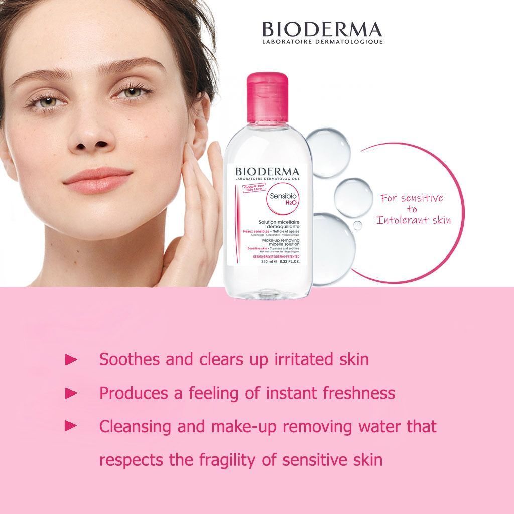 Bioderma Sensibio H2O Hypoallergenic Makeup Removing Micellar Solution for Sensitive Skin, 500ml - Makkah Pharmacy