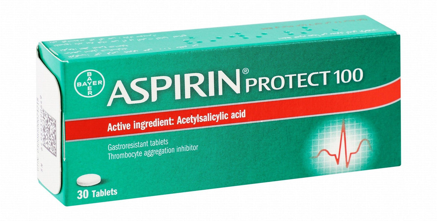 Aspirin Protect 100mg Gastroresistant Tablets with Acetylsalicylic Acid, 30 Tablets - Makkah Pharmacy