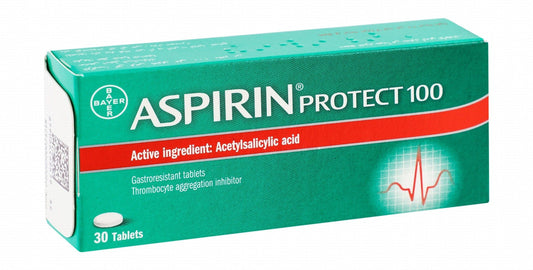 Aspirin Protect 100mg Gastroresistant Tablets with Acetylsalicylic Acid, 30 Tablets - Makkah Pharmacy