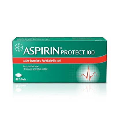 Aspirin Protect 100mg Gastroresistant Tablets with Acetylsalicylic Acid, 30 Tablets - Makkah Pharmacy
