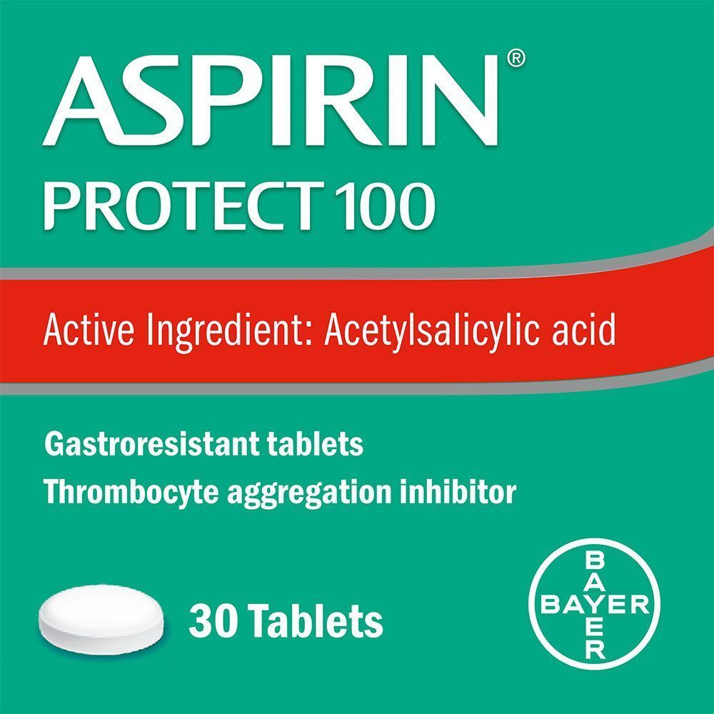 Aspirin Protect 100mg Gastroresistant Tablets with Acetylsalicylic Acid, 30 Tablets - Makkah Pharmacy