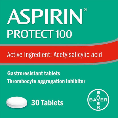 Aspirin Protect 100mg Gastroresistant Tablets with Acetylsalicylic Acid, 30 Tablets - Makkah Pharmacy