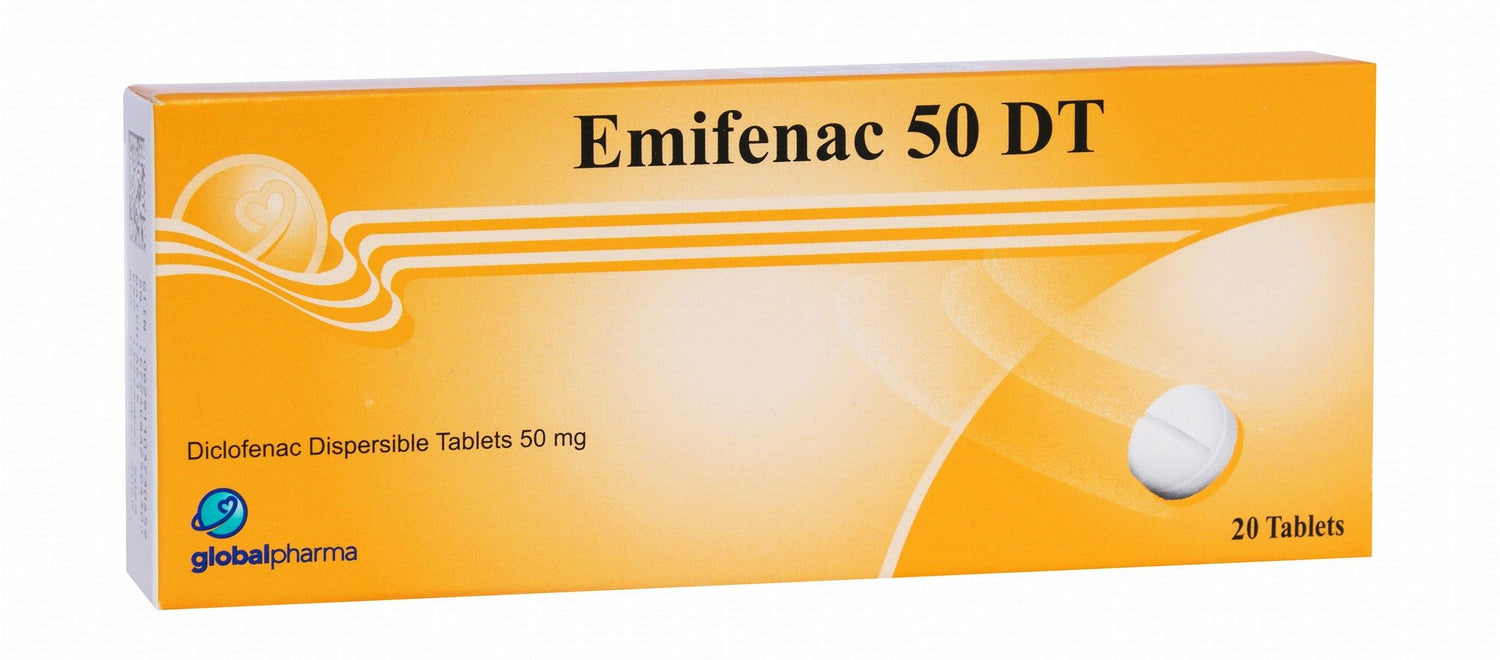 Emifenac 50mg Diclofenac Dispersible Tablets, 20 Tablets