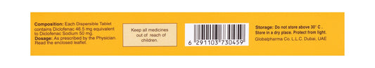 Emifenac 50mg Diclofenac Dispersible Tablets, 20 Tablets