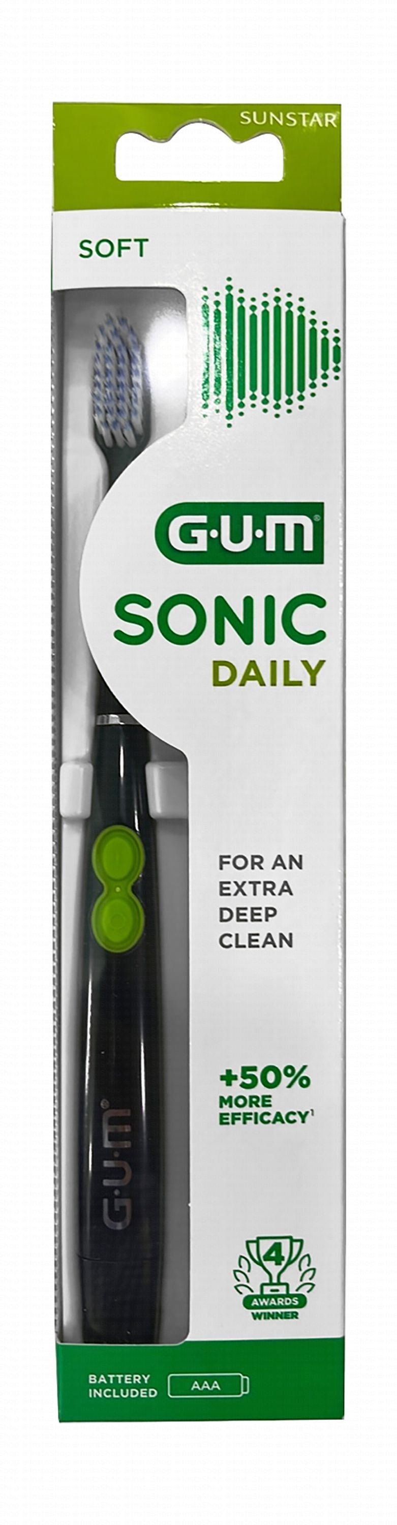 GUM Sonic Daily Black Soft Electric Toothbrush, 1 Piece - Makkah Pharmacy