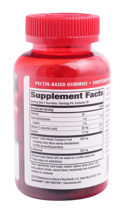 Nature's Way Cranrx Urinary Health Support Gummy Supplements with BioActive Cranberry, D-Mannose & Vitamin C, 60 Pieces - Makkah Pharmacy