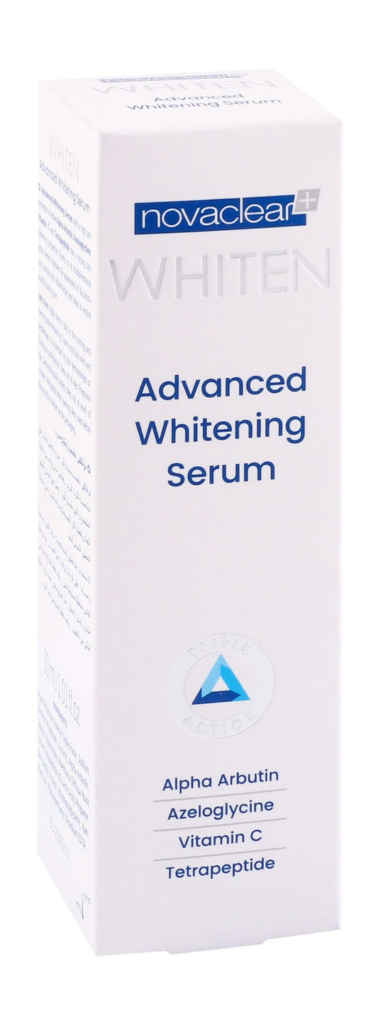 Novaclear Advanced Whitening Face Serum with Alpha Arbutin, Vitamin C, Azeloglycine & Tetrapeptide, 30ml - Makkah Pharmacy