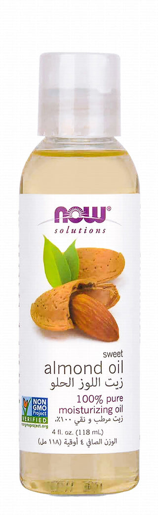 Now Solutions Organic Moisturizing, Nourishing & Reviving Sweet Almond Oil for All Skin Types, 118ml - Makkah Pharmacy