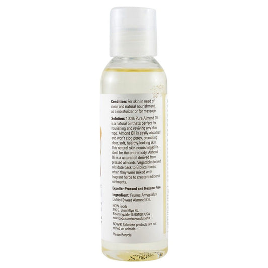 Now Solutions Organic Moisturizing, Nourishing & Reviving Sweet Almond Oil for All Skin Types, 118ml - Makkah Pharmacy