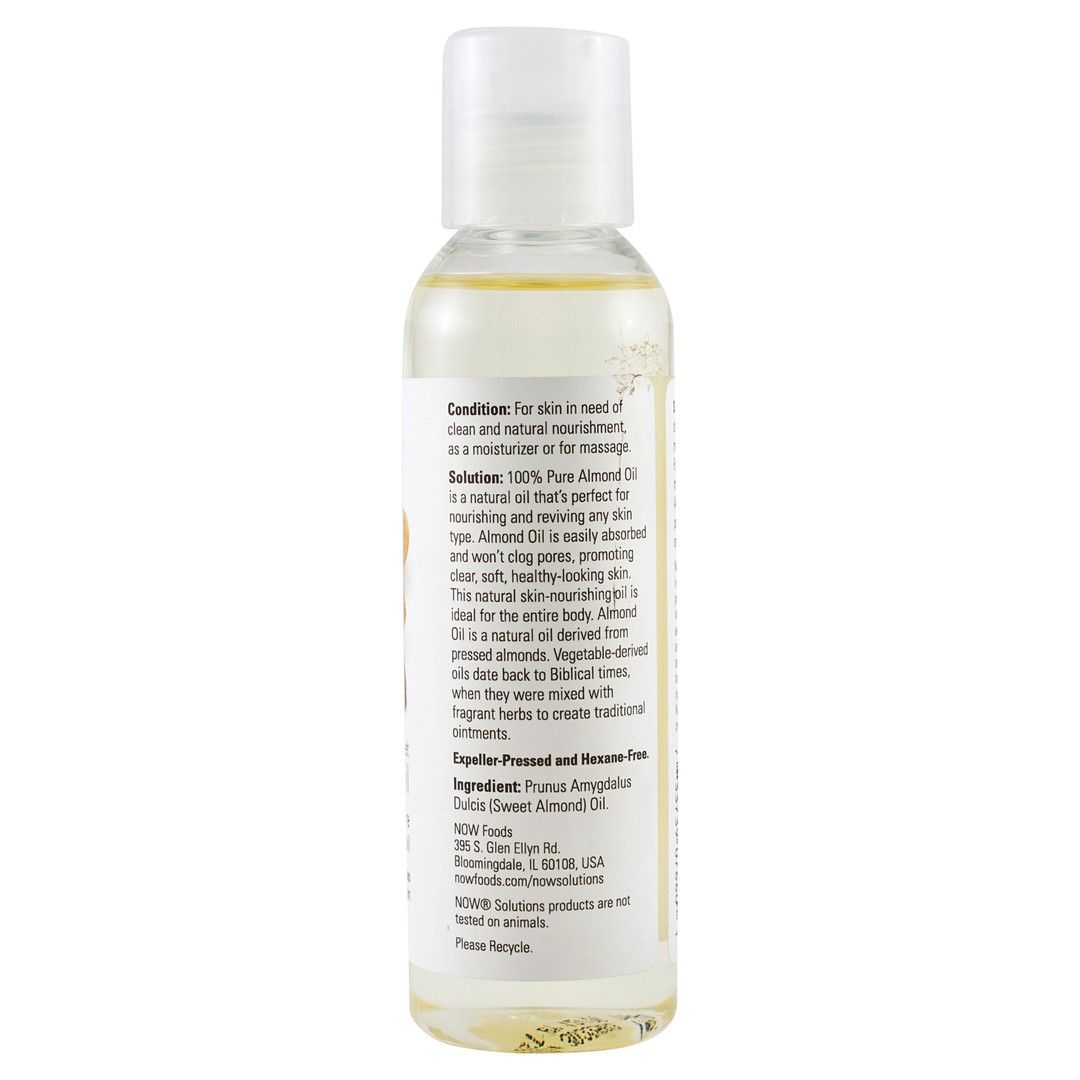 Now Solutions Organic Moisturizing, Nourishing & Reviving Sweet Almond Oil for All Skin Types, 118ml - Makkah Pharmacy