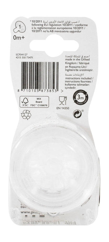 Philips Avent Natural Ultra Soft & Flexible Newborn Flow Teats (0+ Months), 2 Pieces - Makkah Pharmacy