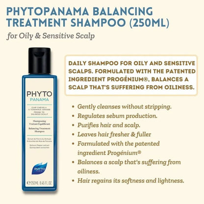 Phyto Paris Panama Balancing Treatment Shampoo with Sichuan Pepper & Quillaja Bark Extracts for Oily Scalp, 250ml