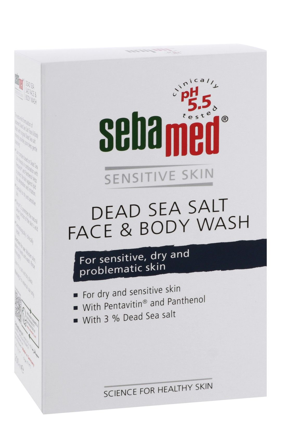 Sebamed Face & Body Wash with Dead Sea Salt, Pentavitin & Panthenol for Sensitive, Dry & Problematic Skin pH 5.5, 200ml - Makkah Pharmacy