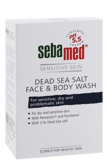 Sebamed Face & Body Wash with Dead Sea Salt, Pentavitin & Panthenol for Sensitive, Dry & Problematic Skin pH 5.5, 200ml - Makkah Pharmacy