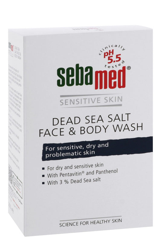 Sebamed Face & Body Wash with Dead Sea Salt, Pentavitin & Panthenol for Sensitive, Dry & Problematic Skin pH 5.5, 200ml - Makkah Pharmacy