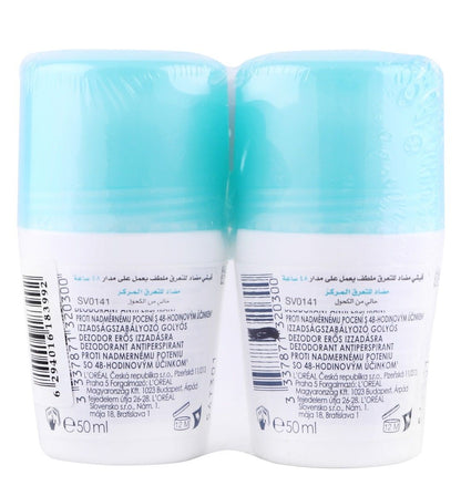 Vichy Antiperspirant Roll-On Deodorant for Sensitive Skin, 2x50ml - Makkah Pharmacy