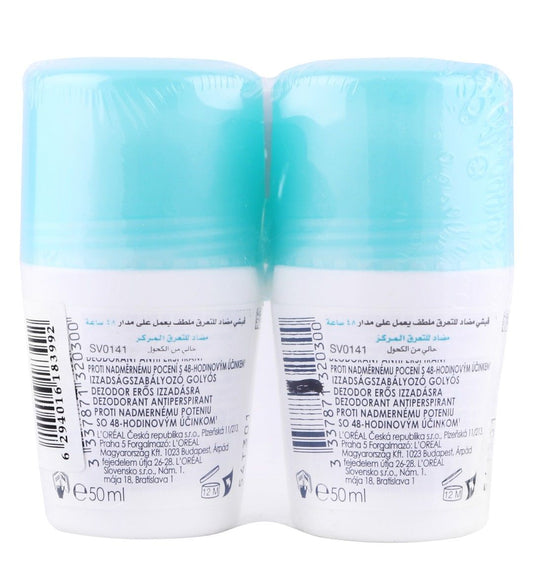 Vichy Antiperspirant Roll-On Deodorant for Sensitive Skin, 2x50ml - Makkah Pharmacy