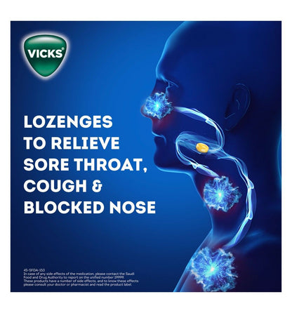 Vicks Vapo Drops Lozenges Berry & Menthol Flavor for Cough, Blocked Nose & Sore Throat, 36 Pieces - Makkah Pharmacy