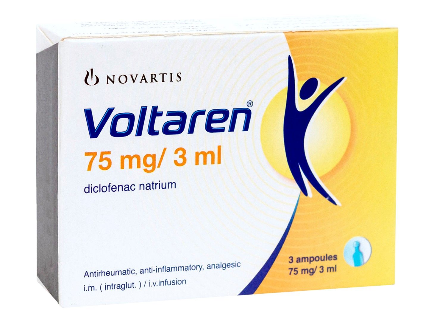 Voltaren 75mg/3ml Diclofenac Natrium Anti-Inflammatory, Antirheumatic & Analgesic Ampoules, 3x3ml - Makkah Pharmacy