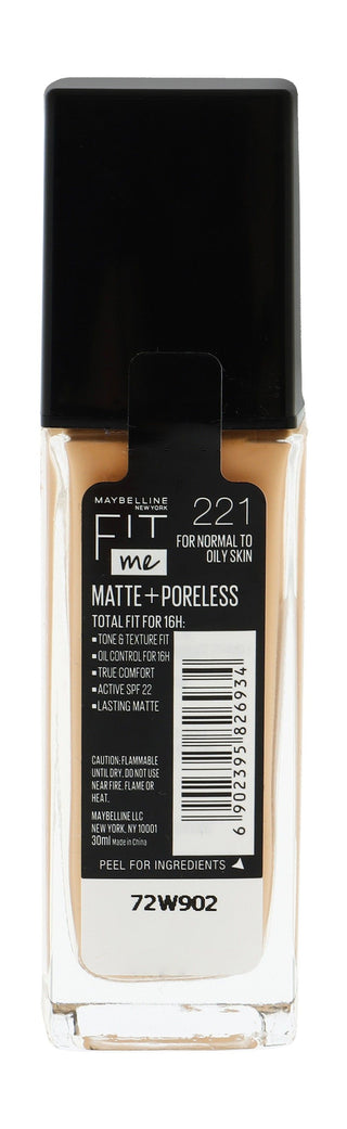 Maybelline Fit Me Matte Plus Poreless Liquid Foundation for Normal to Oily Skin SPF22 221, 30ml - Makkah Pharmacy