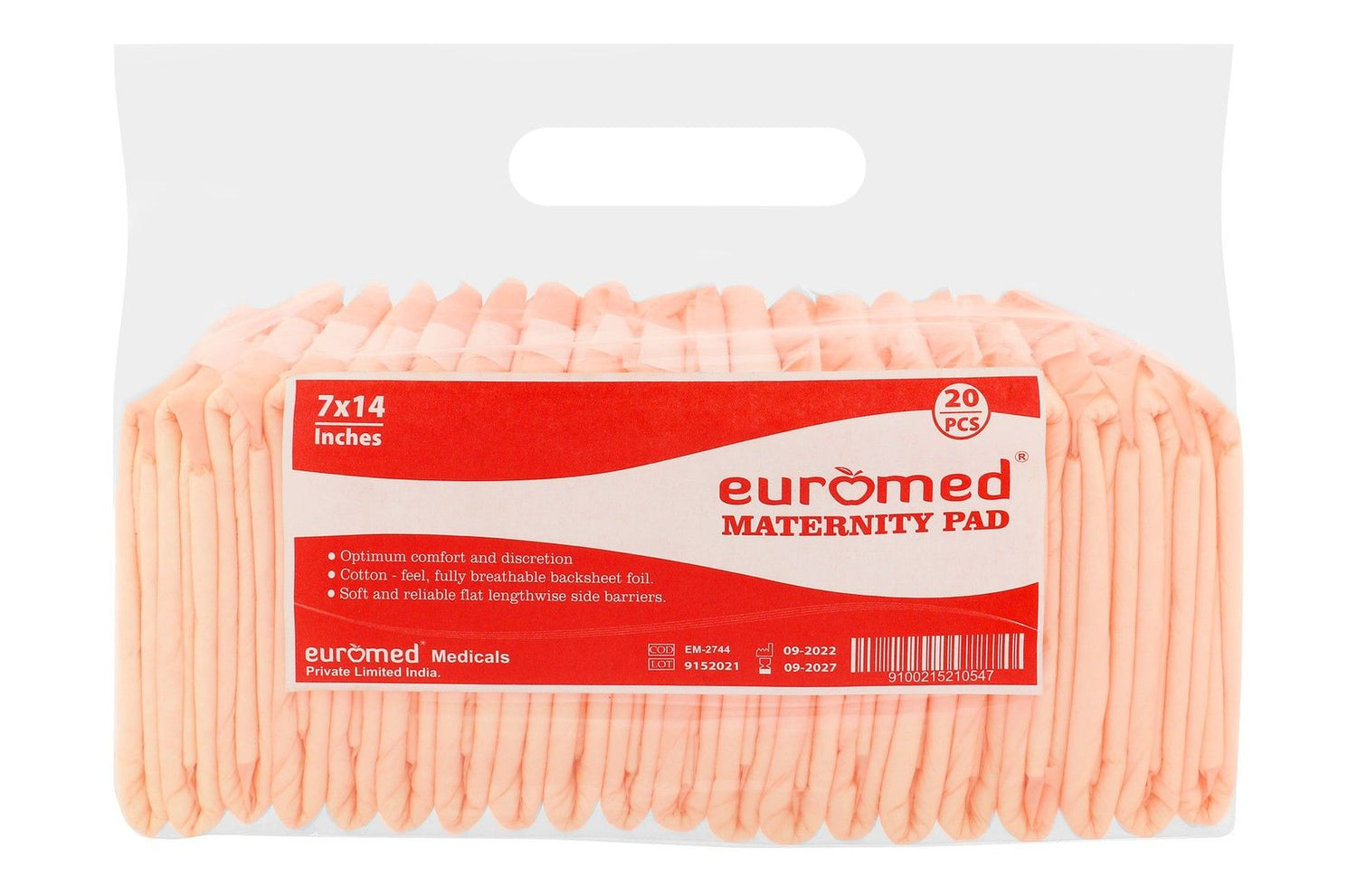 Euromed Maternity Pads (7-14 Inches), 20 Pieces - Makkah Pharmacy
