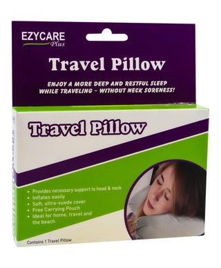 Ezycare Plus Travel Pillow with Pouch, 1 Piece - Makkah Pharmacy