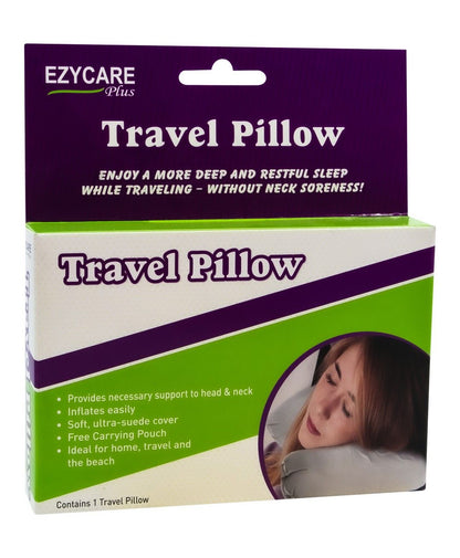 Ezycare Plus Travel Pillow with Pouch, 1 Piece - Makkah Pharmacy