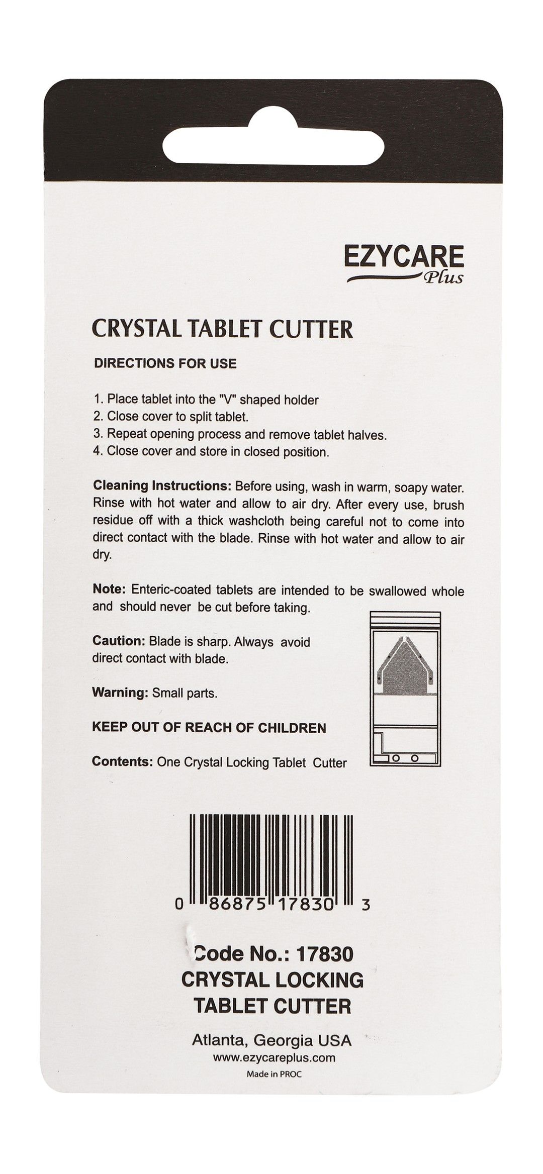 Ezycare Plus Crystal Blue & White Tablet Cutter, 1 Piece - Makkah Pharmacy