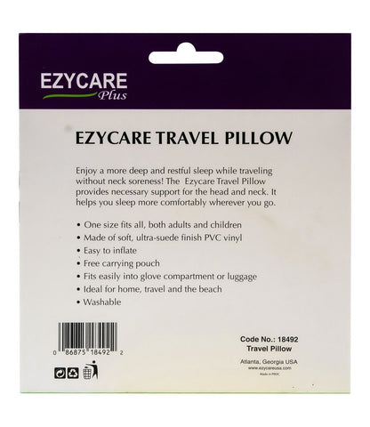 Ezycare Plus Travel Pillow with Pouch, 1 Piece - Makkah Pharmacy