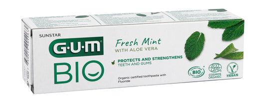 GUM Bio Organic Protecting & Strengthening Toothpaste Mint Flavor with Fluoride & Aloe Vera Extract, 75ml - Makkah Pharmacy