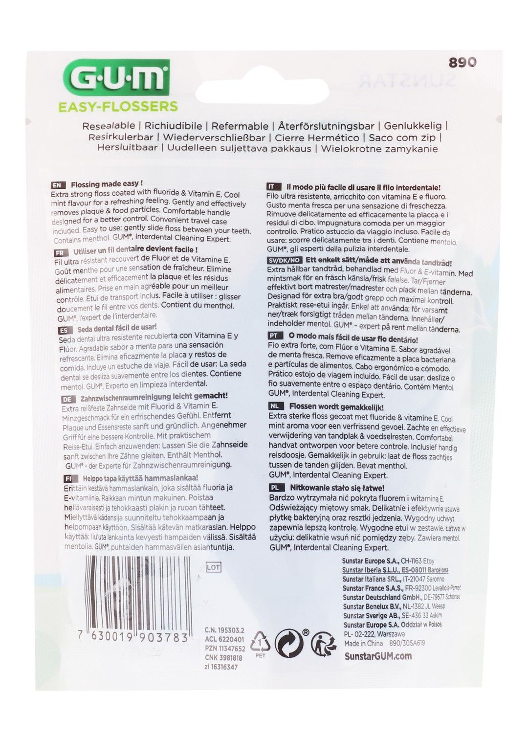 GUM Easy Flossers Cool Mint Flavor with Vitamin E & Fluoride, 30 Pieces - Makkah Pharmacy