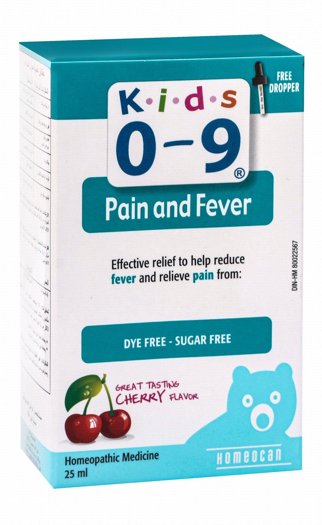 Homeocan Kids Homeopathic Liquid Medicine Cherry Flavor for Pain & Fever (0-9 Years), 25ml