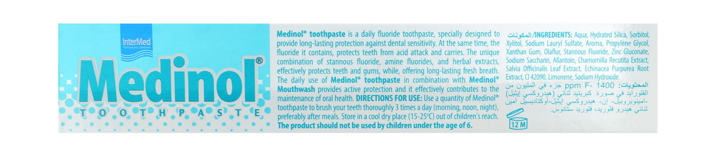 Medinol Toothpaste with Fluoride, 100ml - Makkah Pharmacy