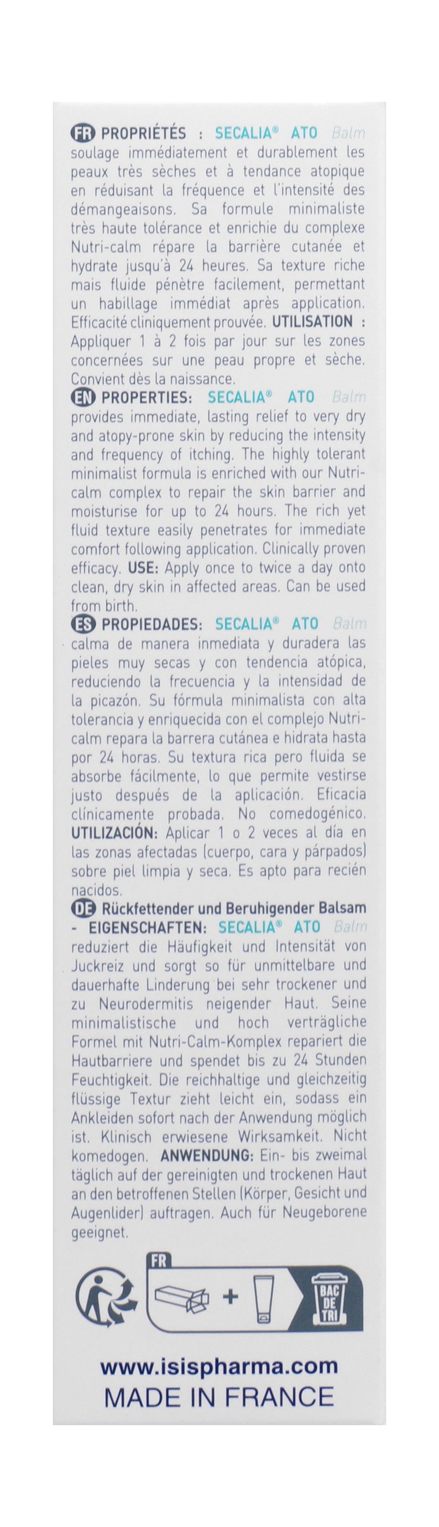 Isispharma Secalia Ato Soothing, Lipid Restoring & Repairing Balm for Atopy-Prone Skin (0+ Months), 40ml - Makkah Pharmacy