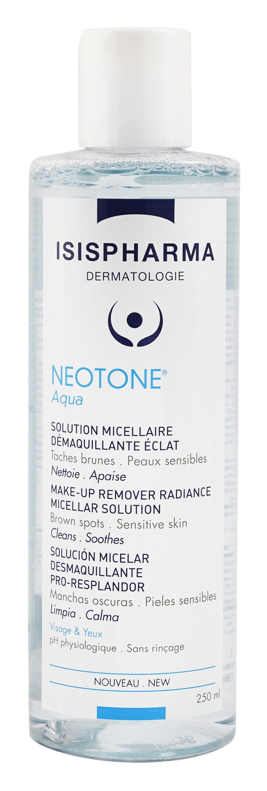 Isispharma Neotone Aqua Radiance Cleaning, Soothing & Anti Brown Spot Makeup Removing Micellar Solution for Sensitive Skin, 250ml - Makkah Pharmacy
