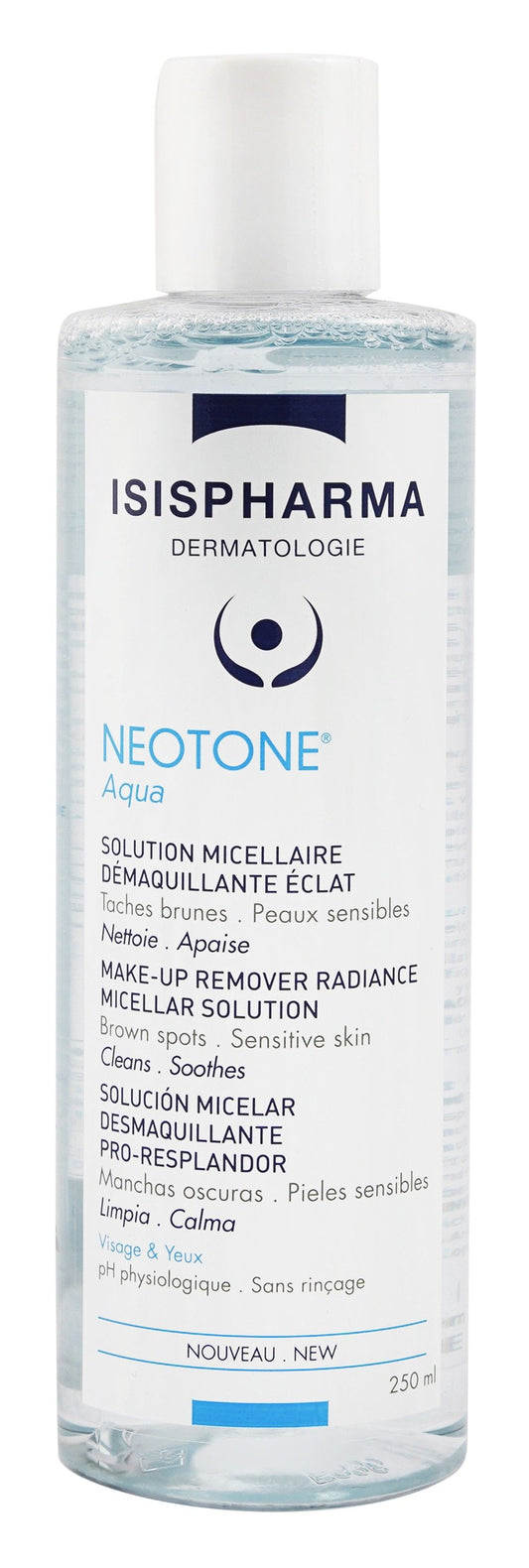 Isispharma Neotone Aqua Radiance Cleaning, Soothing & Anti Brown Spot Makeup Removing Micellar Solution for Sensitive Skin, 250ml - Makkah Pharmacy