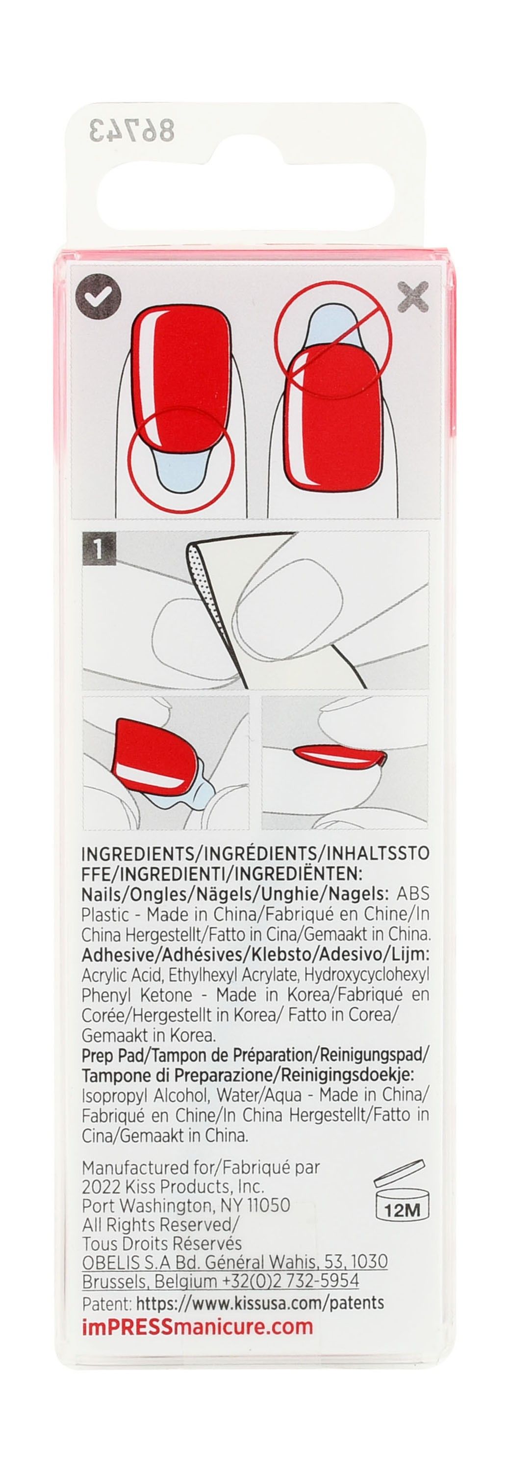ImPRESS Color Medium Red Coffin Shaped Press-On Manicure Nails Reddy Or Not 510, 1 Pack - Makkah Pharmacy