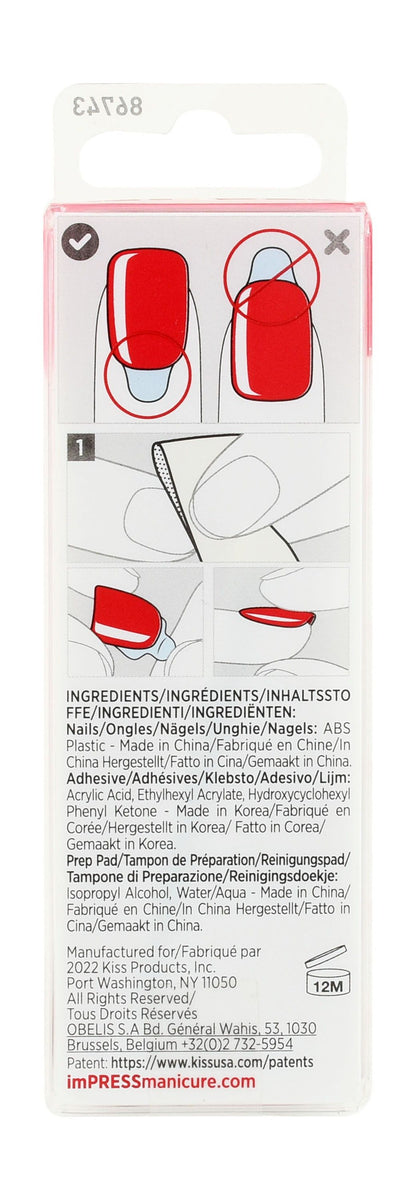 ImPRESS Color Medium Red Coffin Shaped Press-On Manicure Nails Reddy Or Not 510, 1 Pack - Makkah Pharmacy