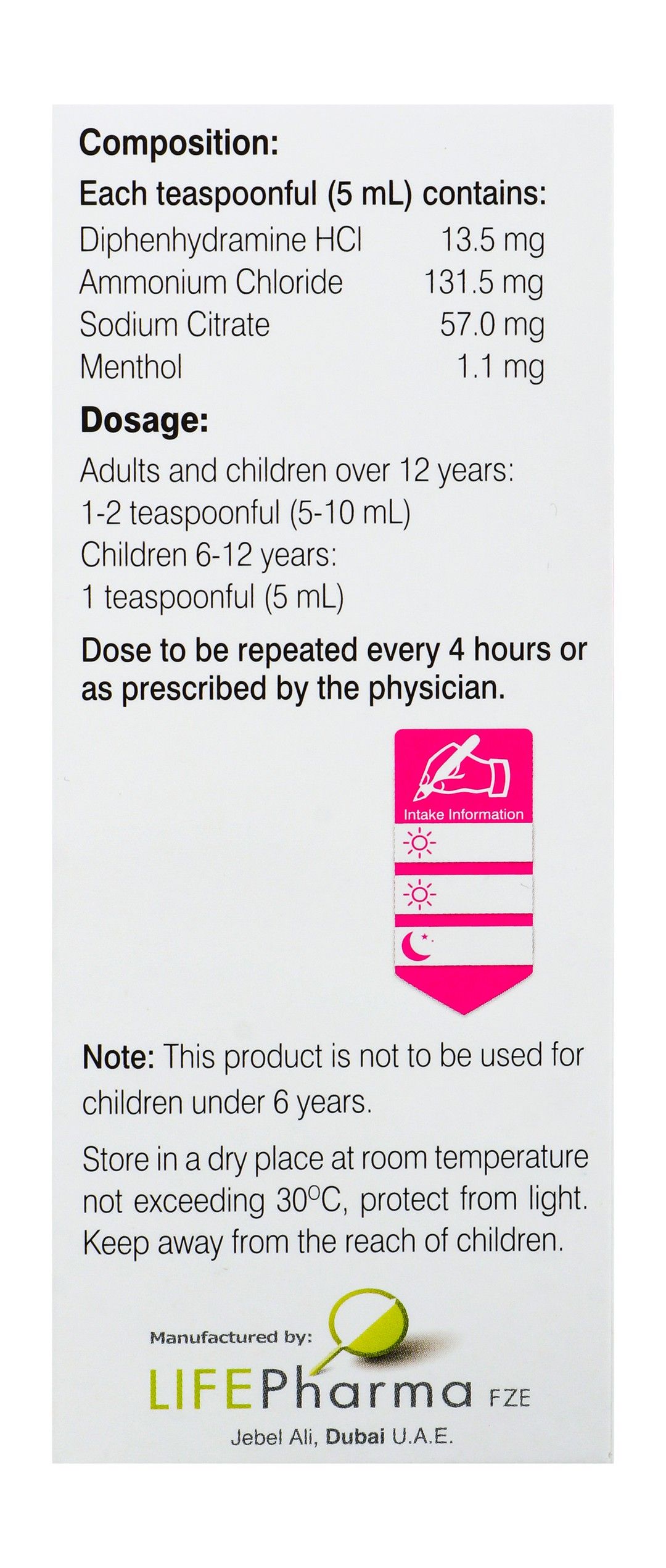 Life Pharma Kufdrin Expectorant Cough Syrup, 120ml