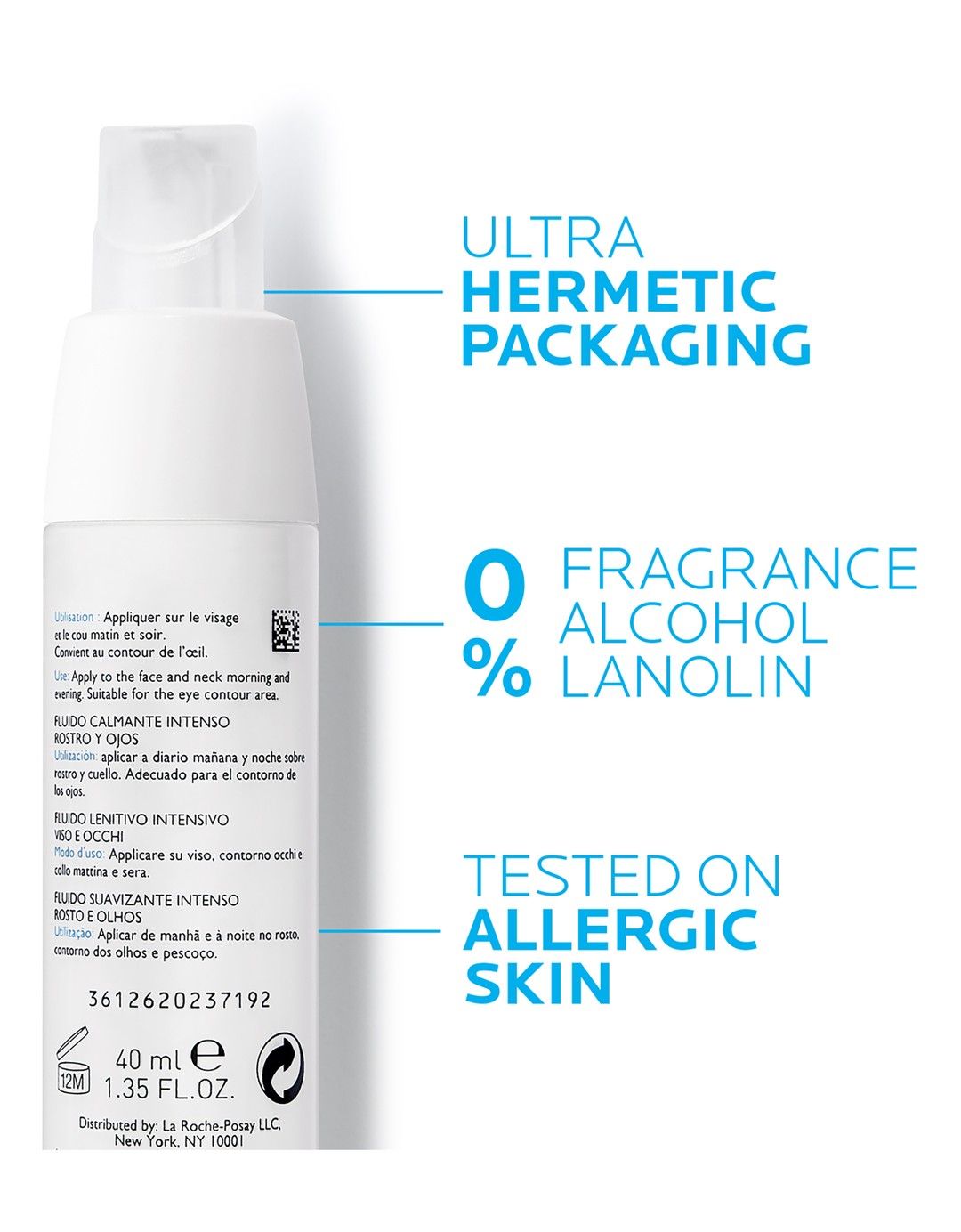 La Roche-Posay Toleraine Dermallergo Repairing, Soothing & Anti-Redness Fluid Moisturizer with Thermal Spring Water for Allergy Prone & Sensitive Skin, 40ml - Makkah Pharmacy