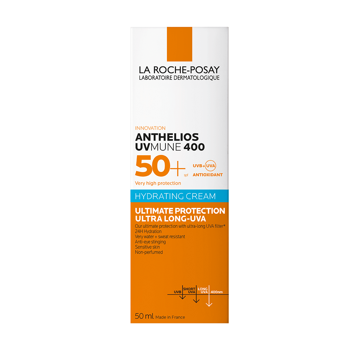 La Roche-Posay Anthelios Uvmune 400 Water-Resistant Hydrating Facial Sunscreen for Sensitive Skin SPF50+, 50ml - Makkah Pharmacy