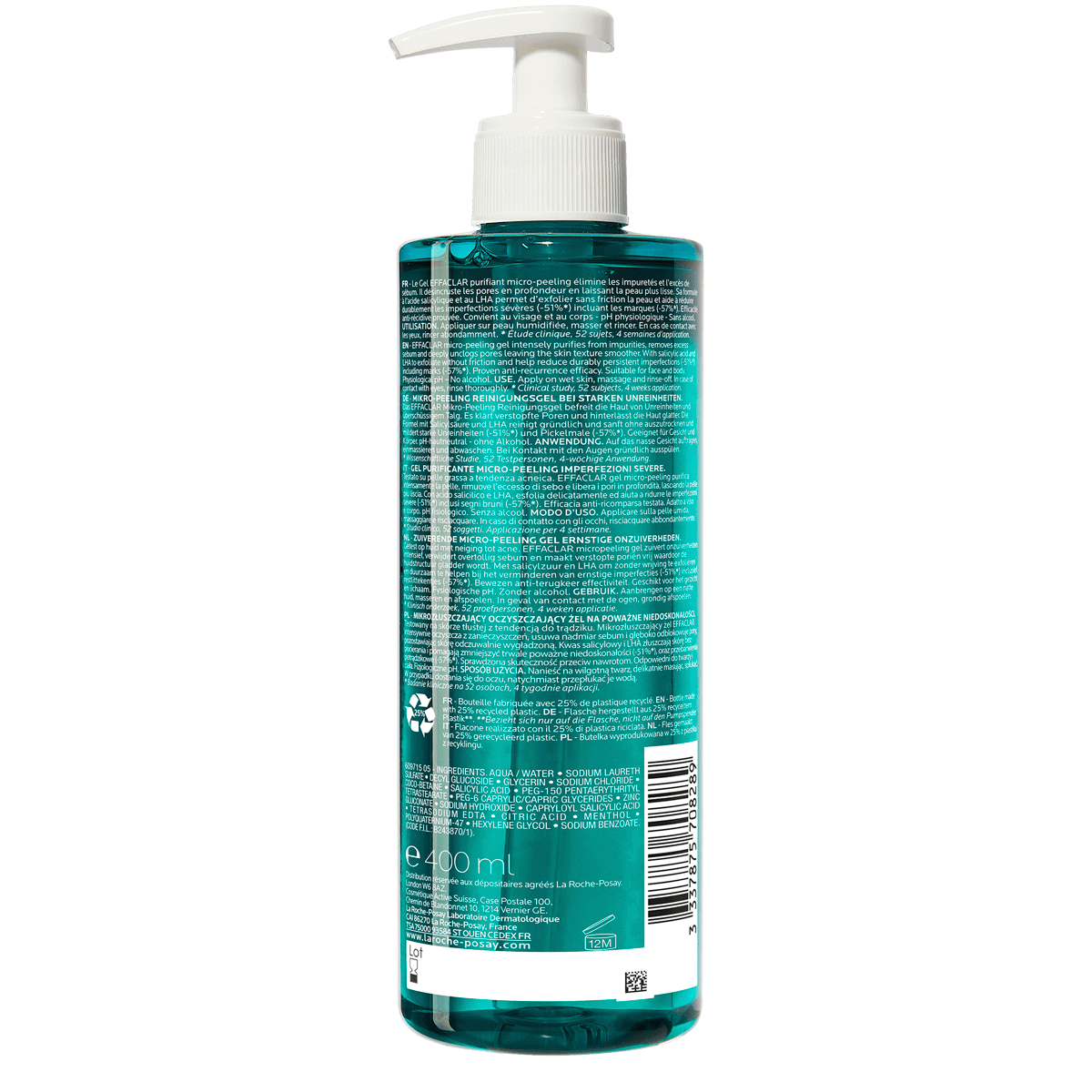 La Roche-Posay Effaclar Purifying & Micro-Peeling Face & Body Gel with 2% Salicylic Acid & LHA, 400ml - Makkah Pharmacy