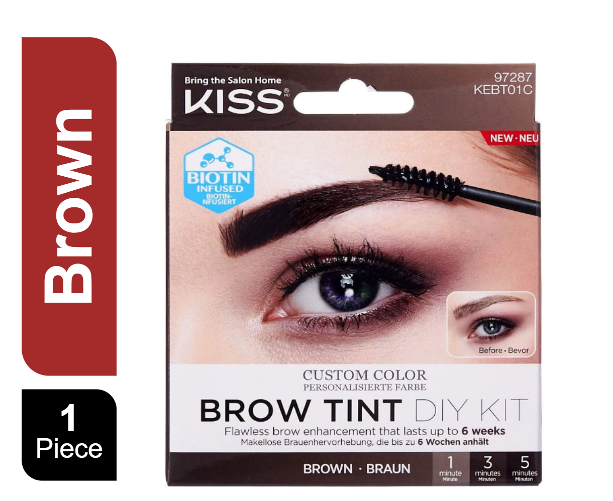 Kiss Custom Color Brow Tint Kit Brown, 1 Pack - Makkah Pharmacy