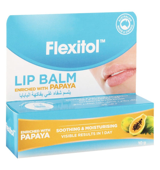 Flexitol Moisturizing, Soothing & Relieving Lip Balm Papaya Flavor for Dry & Chapped Lips, 1 Piece - Makkah Pharmacy