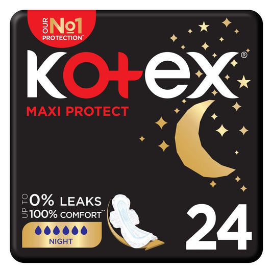 Kotex Maxi Protect Night Pads with Wings, 24 Pieces - Makkah Pharmacy