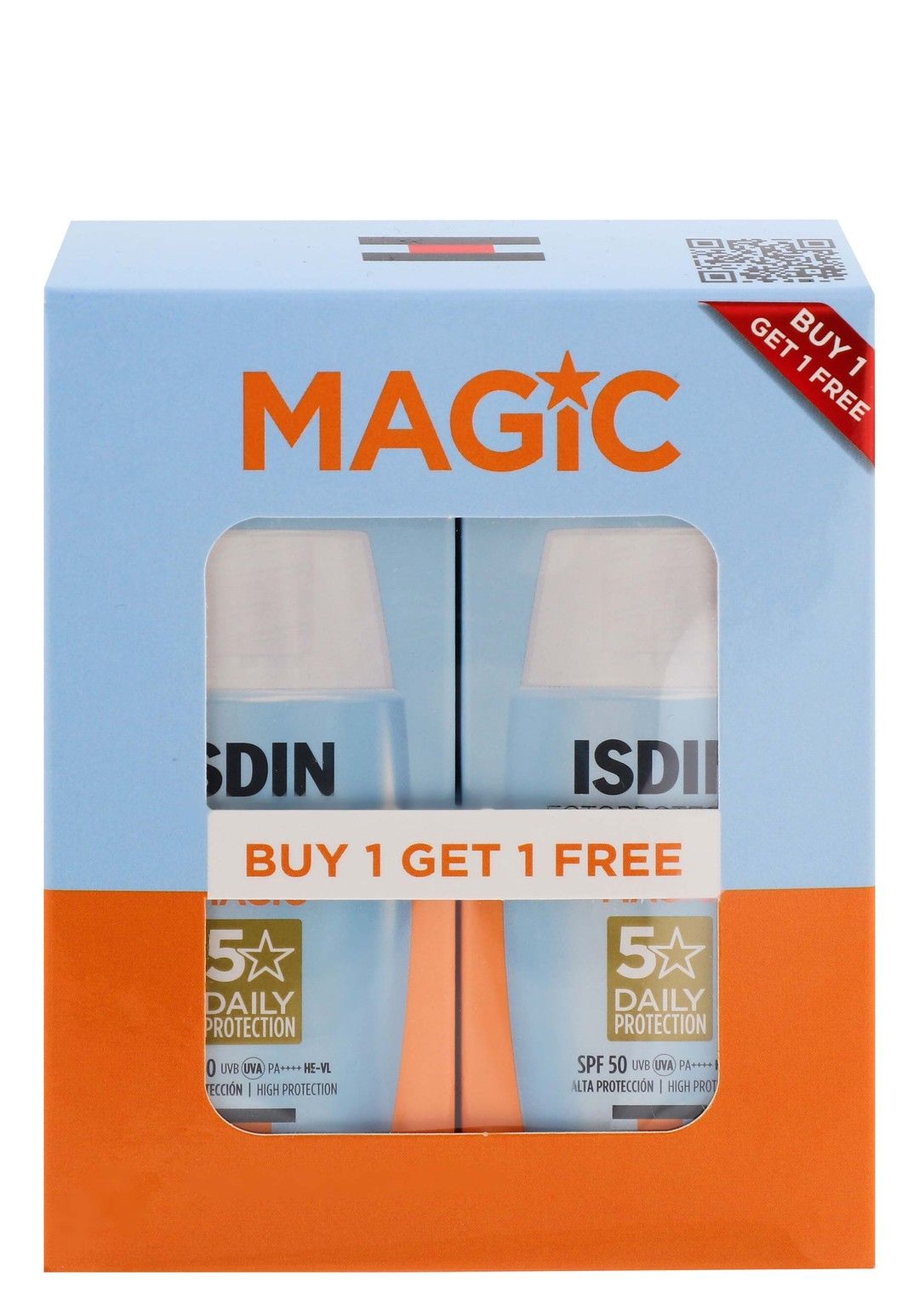 Isdin Fotoprotector Fusion Water Magic Hypoallergenic Facial Sunscreen SPF50, 2x50ml - Makkah Pharmacy